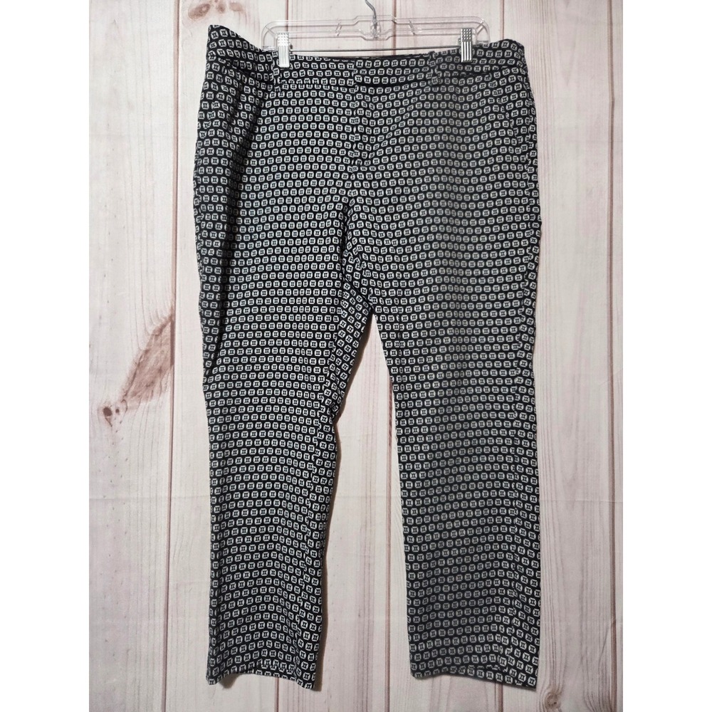Merona Womens Size 18 Classic Stretch Geometric Print Ankle Pants Black White